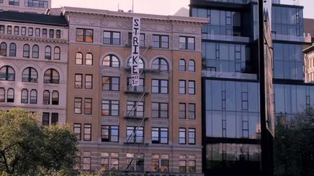 Union Square banner drop